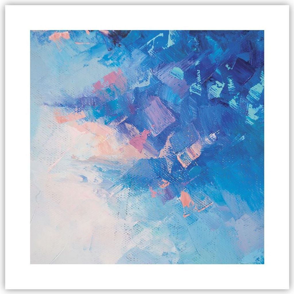 Poster - Poster ohne Rahmen - Abstraktion blau gemalt - 40x40 cm - Wand Bild - Wanddeko - Wandbilder - Kunstposter - Wandposter - Bilder - Kunstdru...