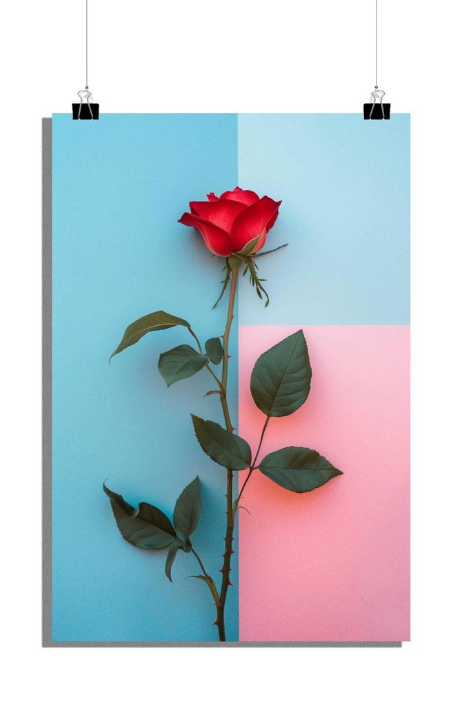 Rote Rose Poster - Blumen Poster - Pflanzen Poster - Fotografie Poster - 51x71cm - Perfekt zum Einrahmen