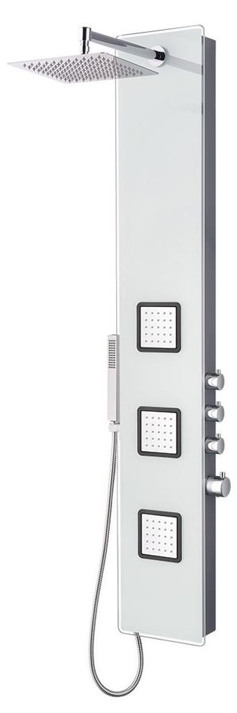 Duschpaneel aus Glas mit Thermostat in Weiss mit XXL Produktbild 