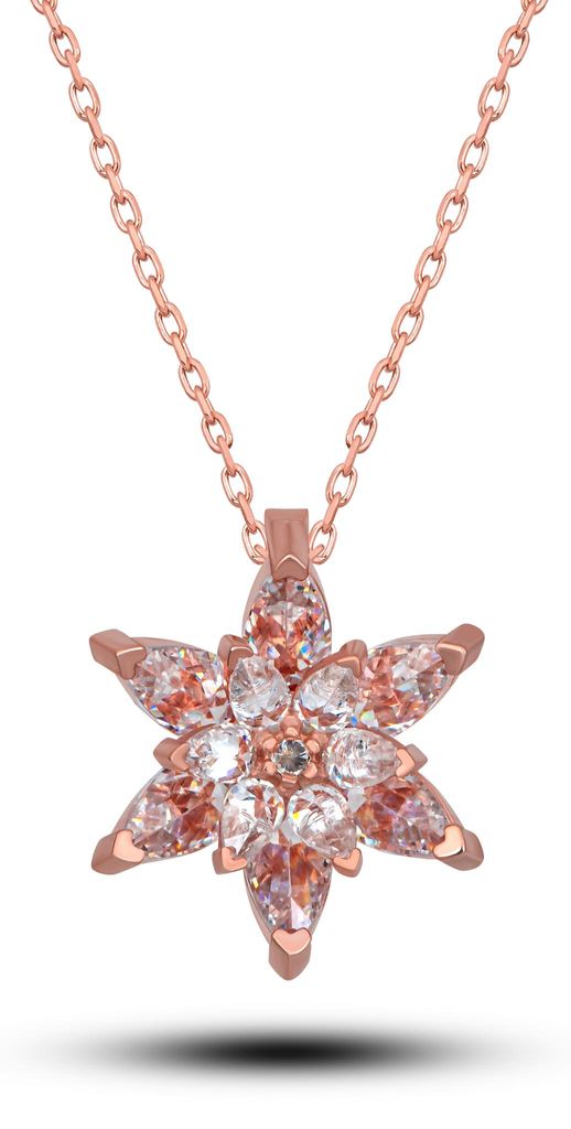 925 Silber Lotus Kette Rosegold – Elegante Halskette mit rosa Zirkonia Steinen
