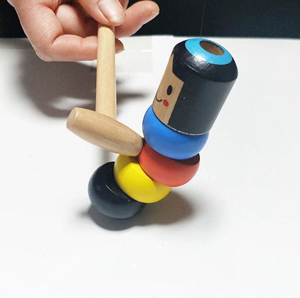 1 Set Immortal Unbreakable Wooden Man Toy Tricks Close Up Stage Props Fun Gift