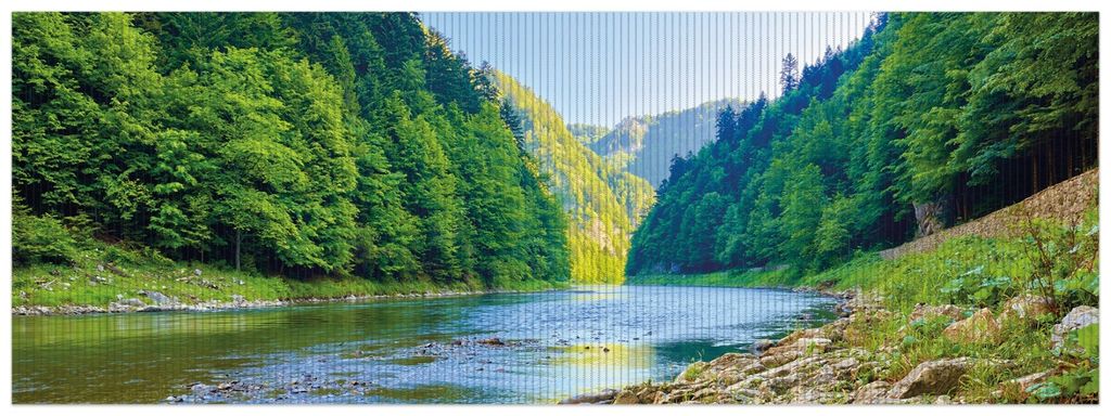 Wallario Duschmatte Antirutschmatte Badmatte Fußmatte Fluss in den Bergen an steinigem Ufer, Größe ca. 180 x 65 cm