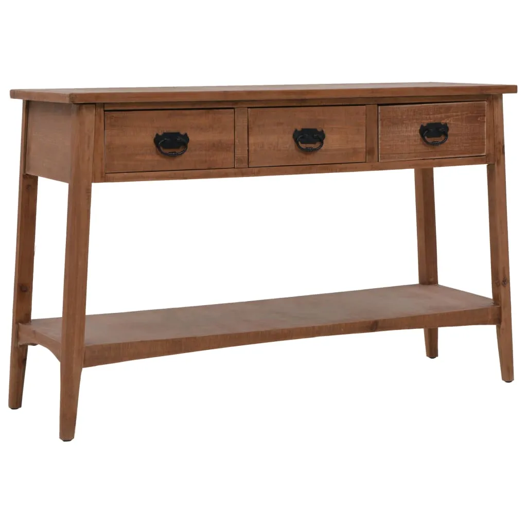Console bois massif marron 126x40x77,5 cm avec plateau large et stable - 2