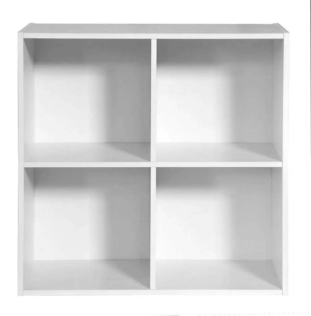 Étagère de Rangement 4 Cases Blanche - Bibliothèque Cubique Basse COMPO