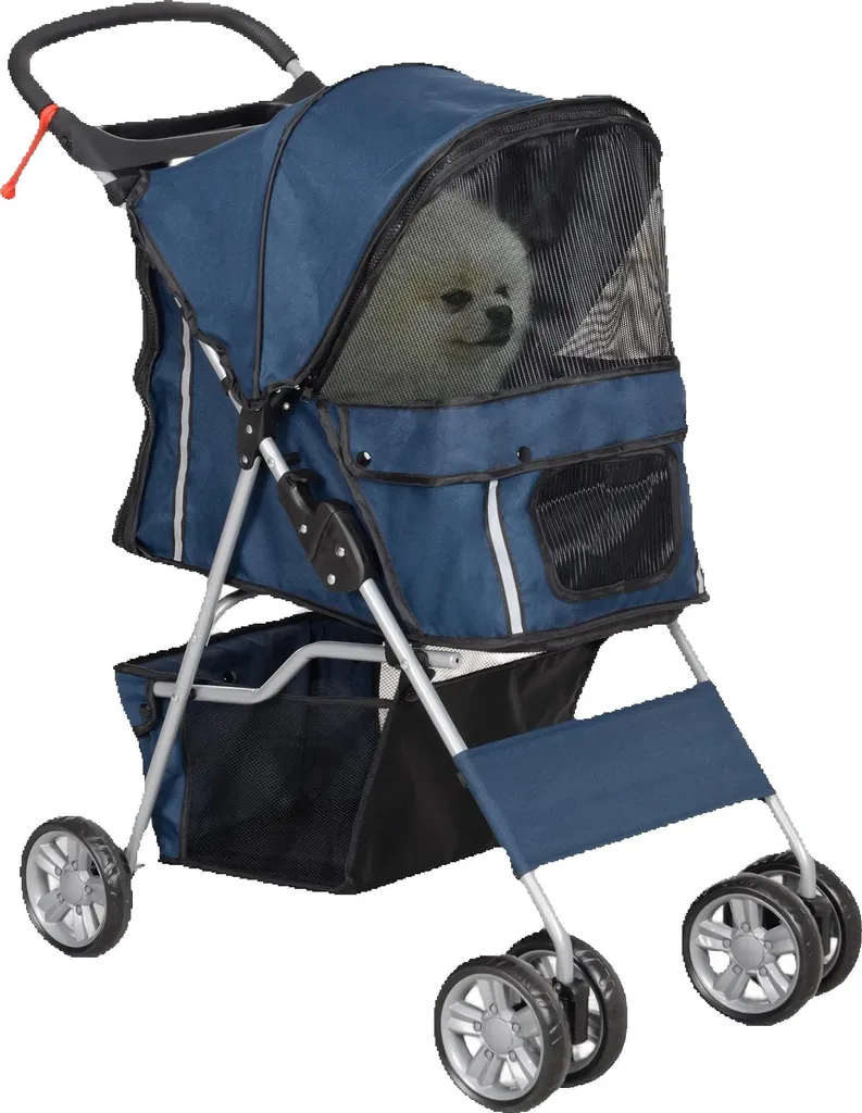 Chariot chien pliable bleu foncé : la solution transport sans fatigue 97cm