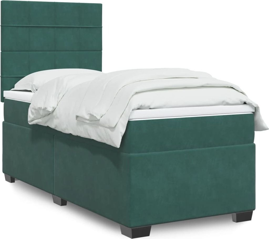 Maison Exclusive - Boxspringbett mit Matratze Dunkelgrün 90x200 cm Samt