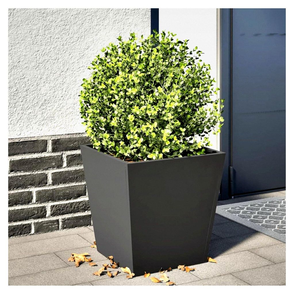Pflanzkübel Schwarz 40x40x40 cm aus Stahl, Blumentopf für Balkon, Terrasse und Garten