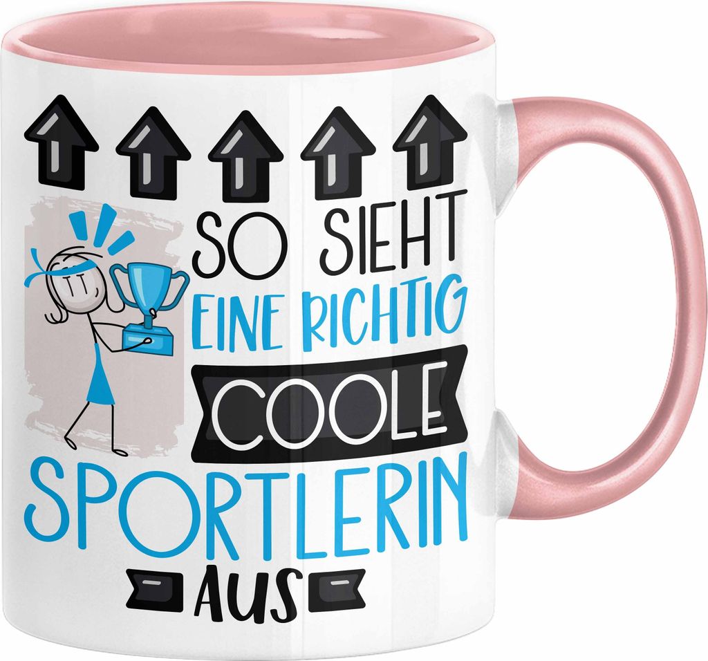 Sportlerin Geschenk Tasse Lustig Geschenkidee für Sportlerin Geburtstag So Sieht Eine Richtig Coole Sportlerin Aus Frauen Spruch (Rosa)