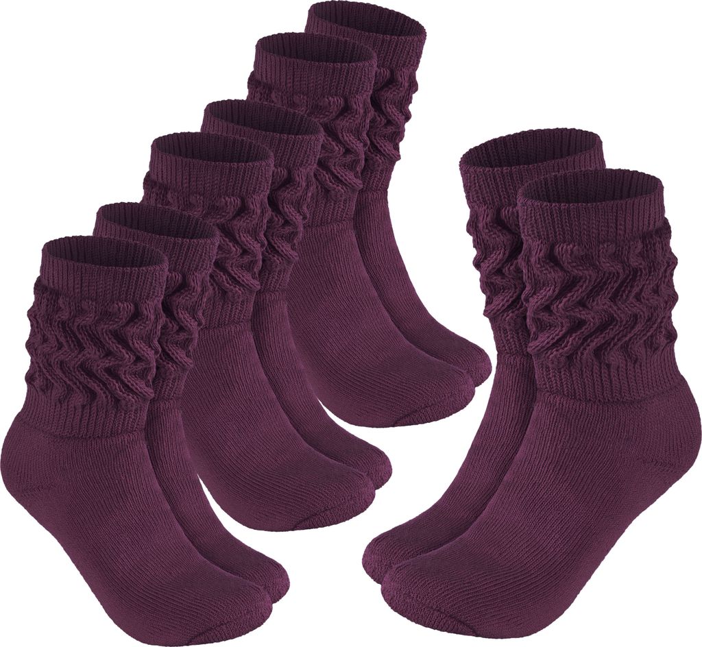 BRUBAKER Slouch Socken - Damen Schoppersocken für Fitness, Yoga und Workout - Sportsocken für Frauen, Lila, Größe 35-38, 4 Paar
