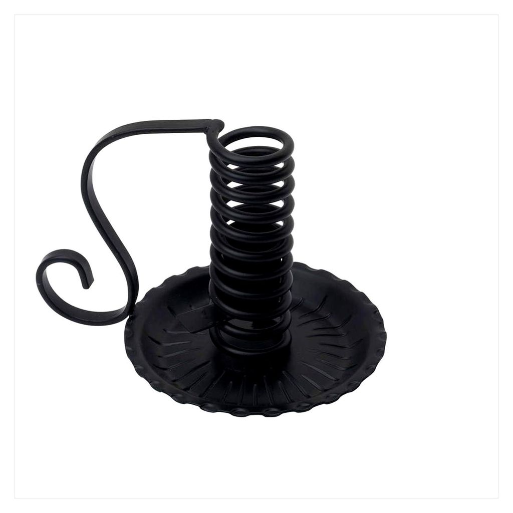 Spiral Kerzenleuchter aus Eisen in Schwarz, Höhe: 12 cm für Tafelkerzen mit einem Durchmesser von 2-2,5 cm