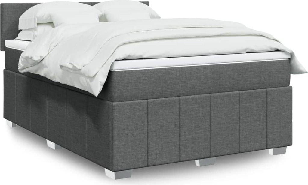 Maison Exclusive - Boxspringbett mit Matratze Dunkelgrau 140x200 cm Stoff