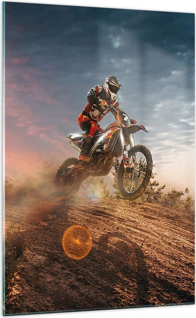 Bilder auf glas - Einteilig - Motor Reiten Helm - 70x100cm - Glasbilder - Wandbilder - Bilder - zum Aufhängen bereit - Wanddekoration aus Glas - G...