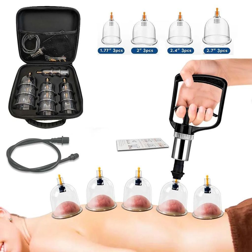 Vakuum Schröpfkopf Set - 12-teiliges Massage Set - Manuelle Produktbild 