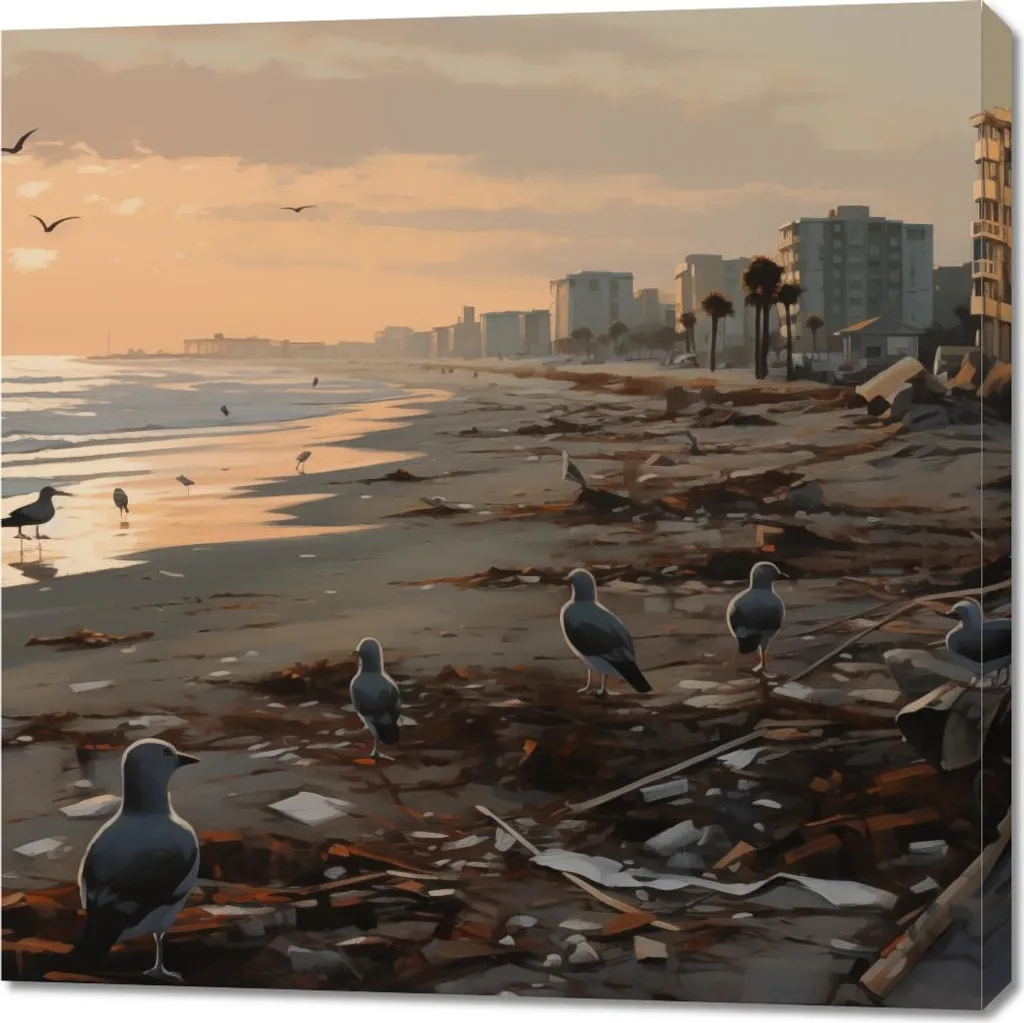 Tableau carré Image 90 x 90 cm Mouettes après la tempête - Déco Murale