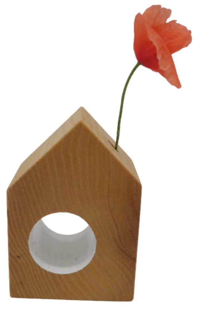 Weißes maritimes Strandhaus Deko aus Esche für Trockenblumen 6x4,5x8,7cm