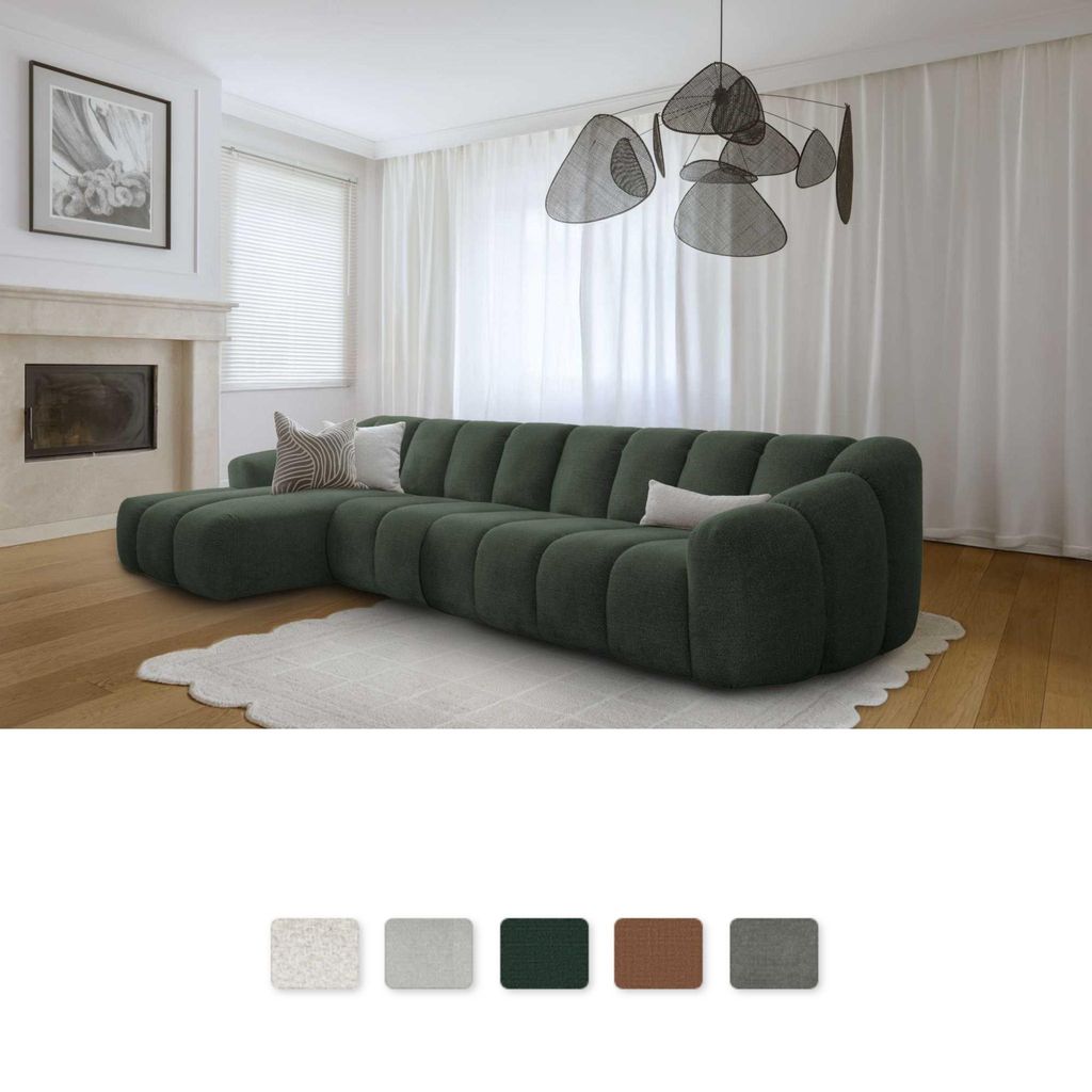MIUFORM Shell M Sofa Armlehne LINKS - 325x165 cm - Dunkelgrün - Modulsofa Couch