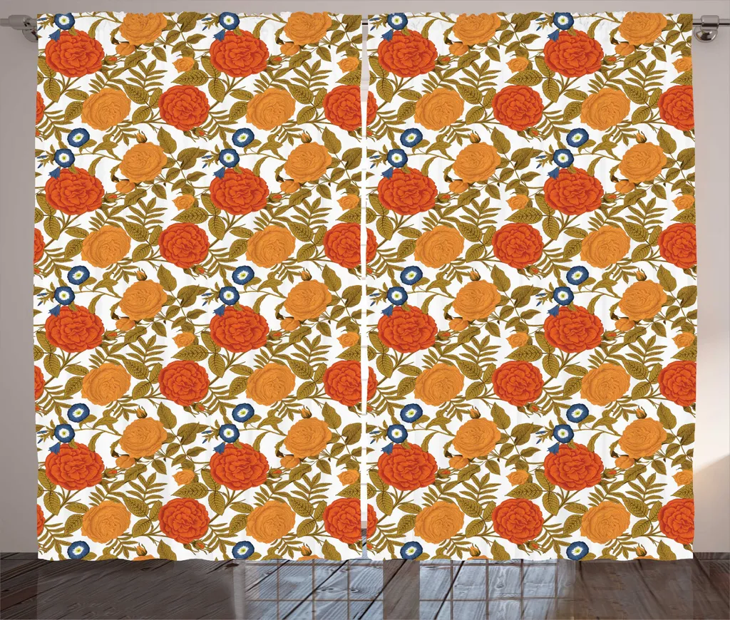 Tende Floreali Shabby Chic ABAKUHAUS Rose Retrò 280x245 Multicolor