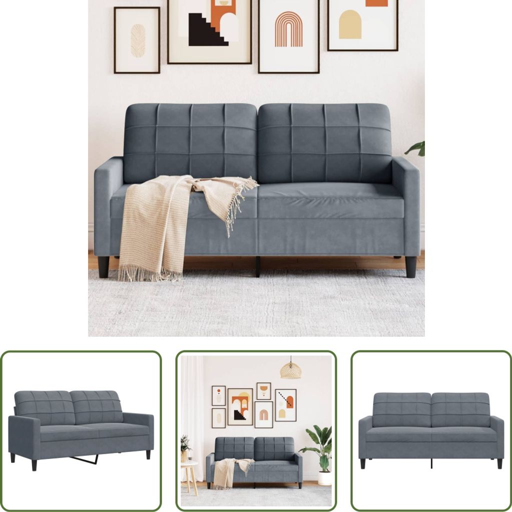 The Living Store 2-Sitzer-Sofa Dunkelgrau 140 cm Samt