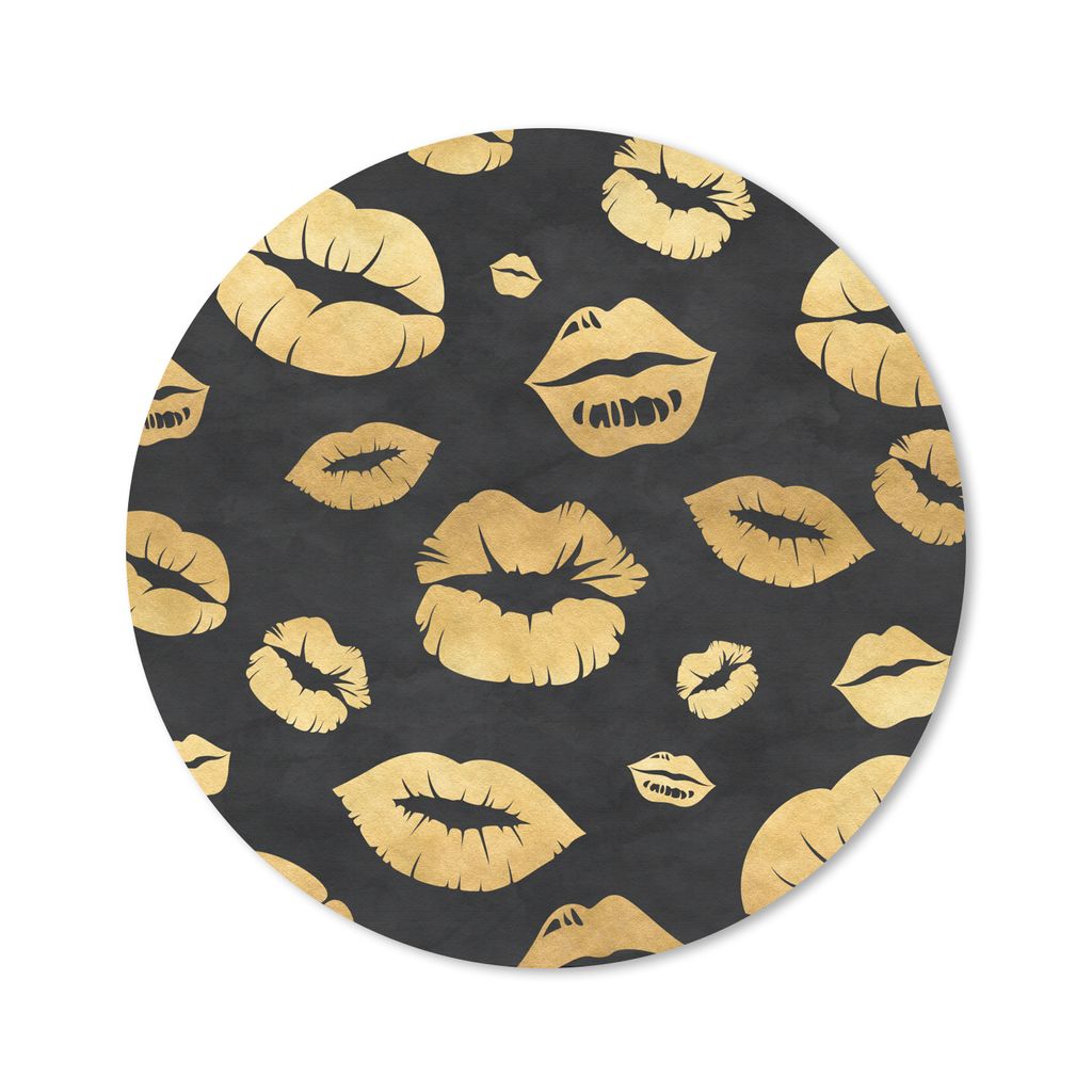 MuchoWow Mauspad Mousepad Muster - Kuss - Gold - Schwarz 20x20 cm - Mousepads - Maus Mat - Pad - Mausunterlage - Schreibtischmatte