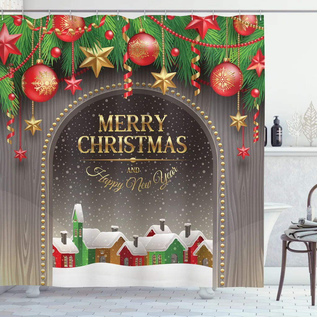 Tenda Doccia Natale ABAKUHAUS 175x180 cm Lavabile e Anti-Muffa