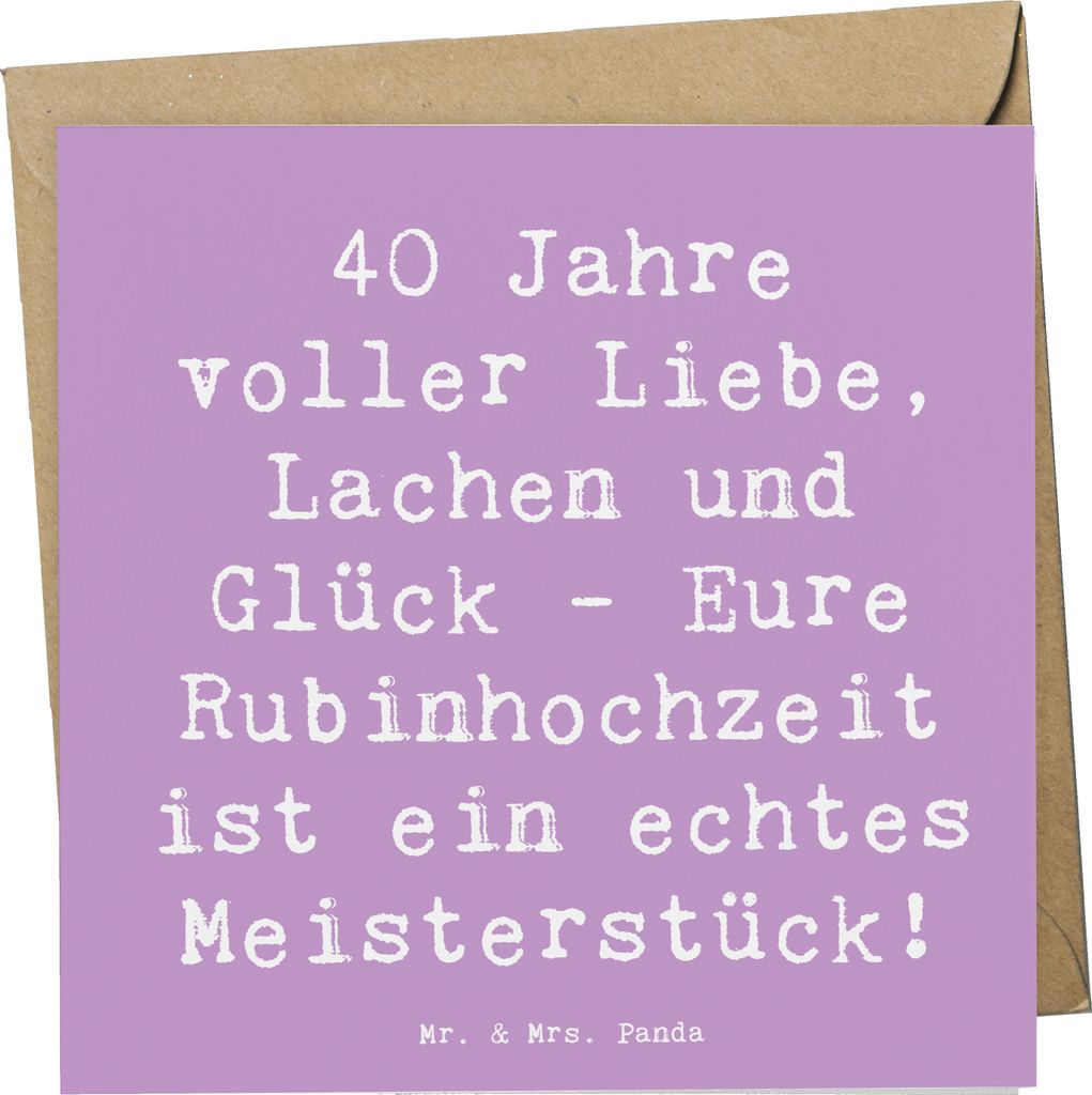 Mr. & Mrs. Panda Glückwunschkarte Spruch 40. Hochzeitstag Rubinhochzeit - Lavendeltraum - Geschenk, unvergessliche Momente, faltkarte, Grußkarte,...