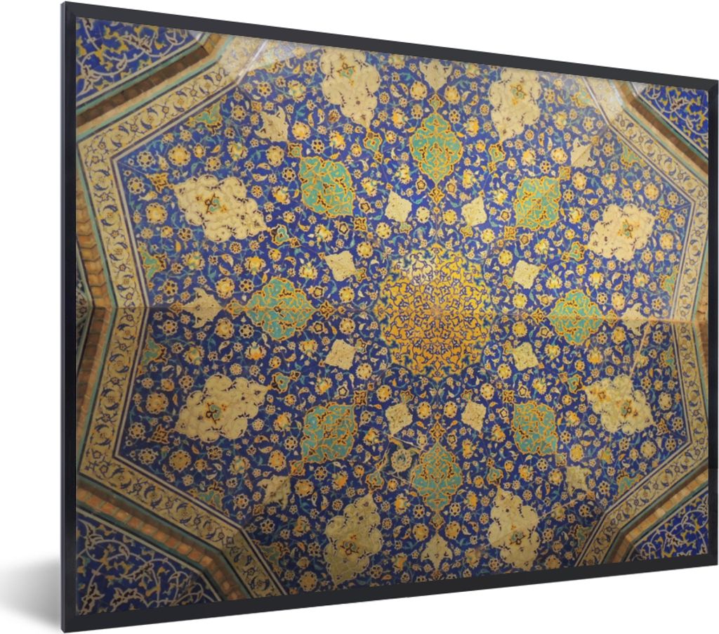 MuchoWow MuchoWow Gerahmtes Poster Kreis - Decke - Blau 40x30 cm - Poster mit zchwarzem Bilderrahmen - Kunstposter - Wanddekorationen