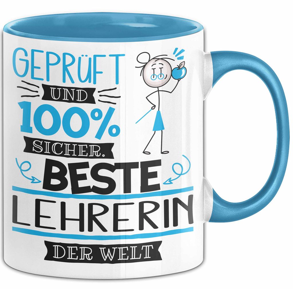 Beste Lehrerin Der Welt Tasse Geschenk für Eine Lehrerin Und Sicher Geschenkidee Geburtstag Weihnachten (Blau)