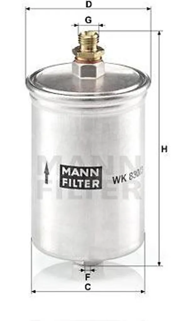 Filtre essence WK 830/3 MANN-FILTER robuste avec membrane haute densité