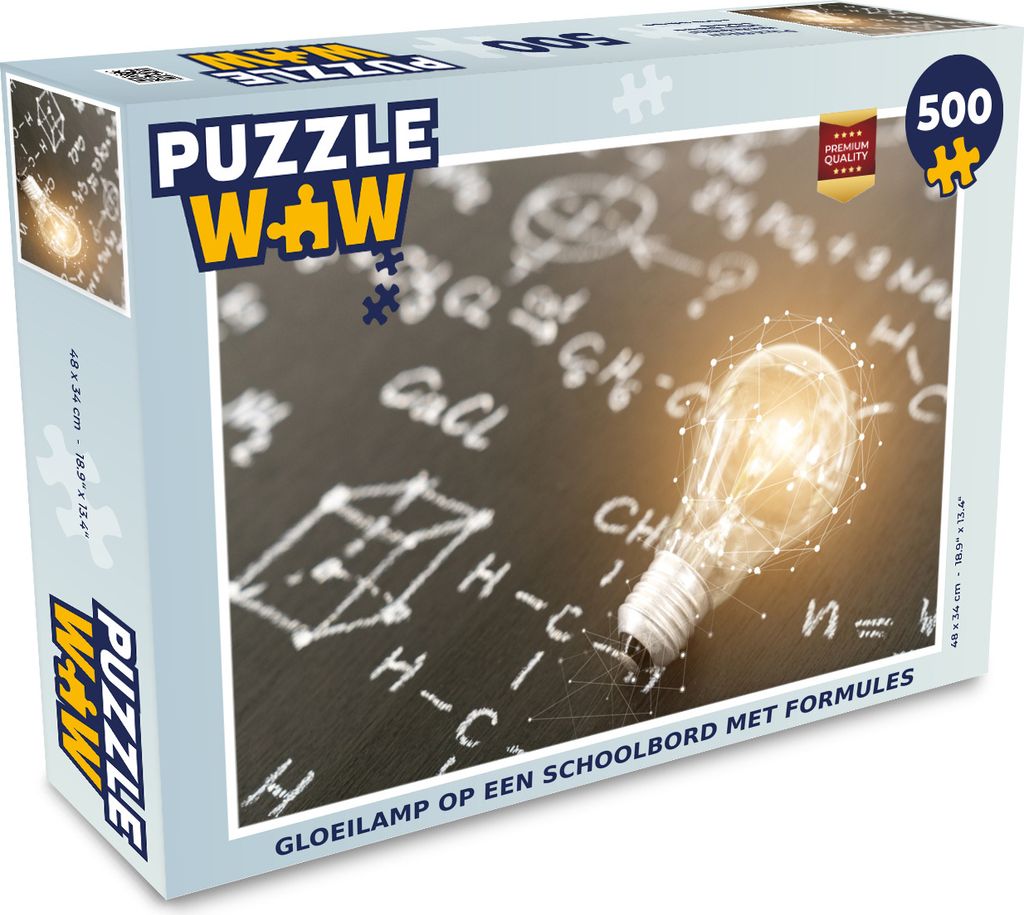 MuchoWow Puzzle 500 Teile Glühbirne auf einer Tafel mit Formeln - 500 Teile - Kinder - Selberbauen - Puzzlespiele