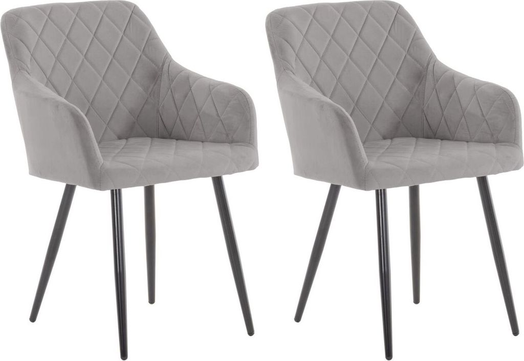 2er Set Esszimmerstuhl Shila Samt grau