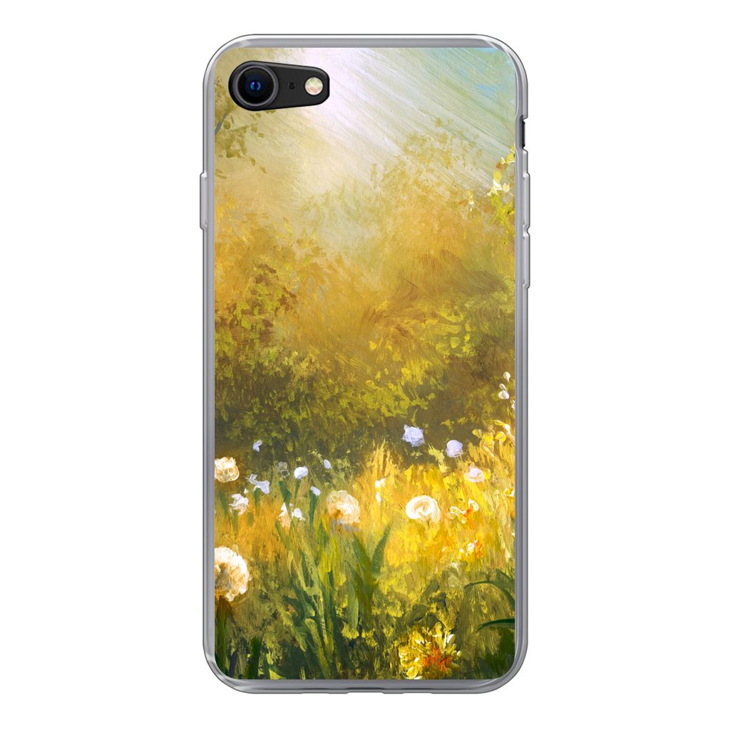 MuchoWow Handyhülle Schutzhülle Hülle für iPhone SE 2022 Blumen - Sommer - Aquarell Silikon Softcase Handy Hülle - Schutzhülle
