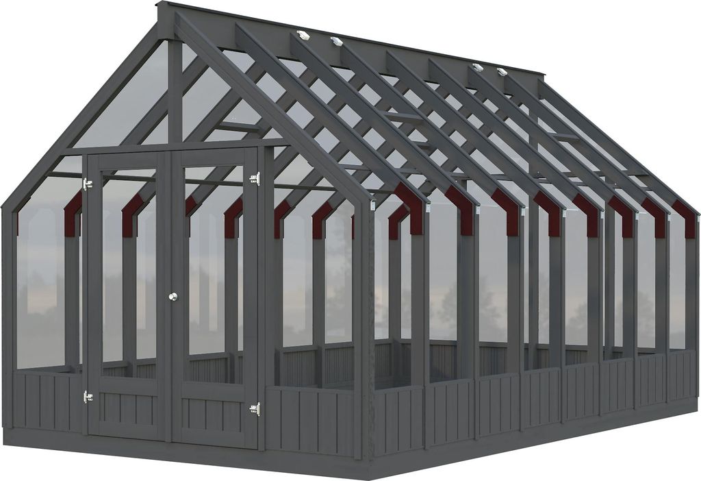 Palmako Gewächshaus / Pavillon / Glashaus Emilia 13,8 m² - 18 mm dunkelgrau lackiert (RAL7012)