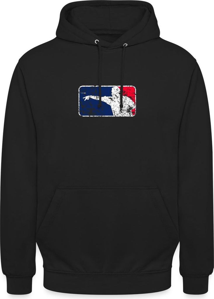 Spreadshirt Darts Stand Up If You Love The Darts Logo Retro Uni Hoodie, S, Schwarz