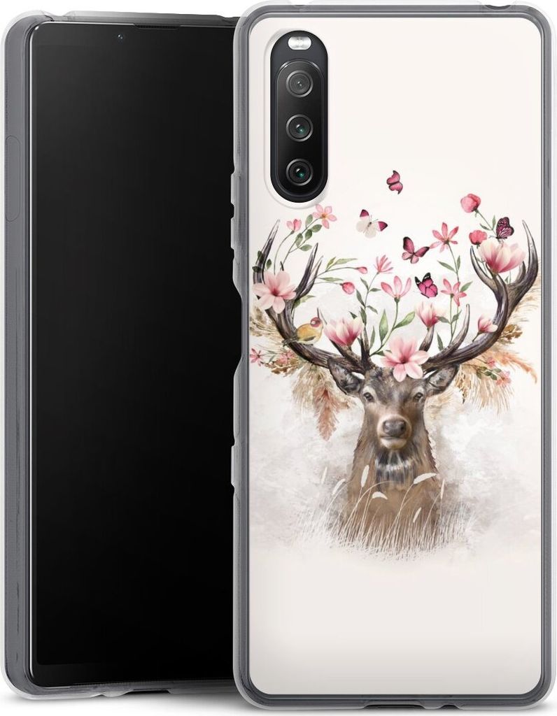 DeinDesign Handyhülle für Sony Xperia 10 III Silikon Hülle Case Smartphone Schutzhülle Blumen Hirsch Tiere