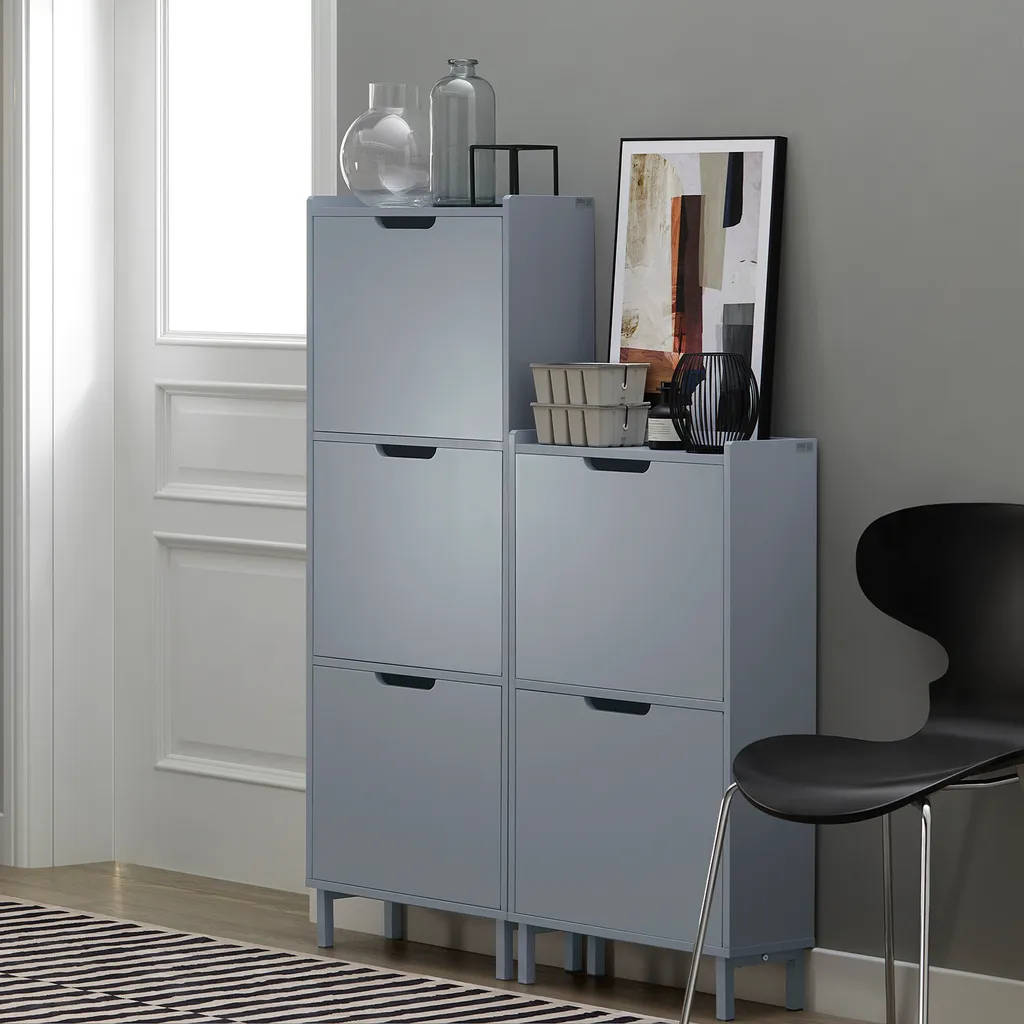 Armadio Scarpe Stretto SoBuy FSR151-HG | Design Moderno Grigio 90cm - 4