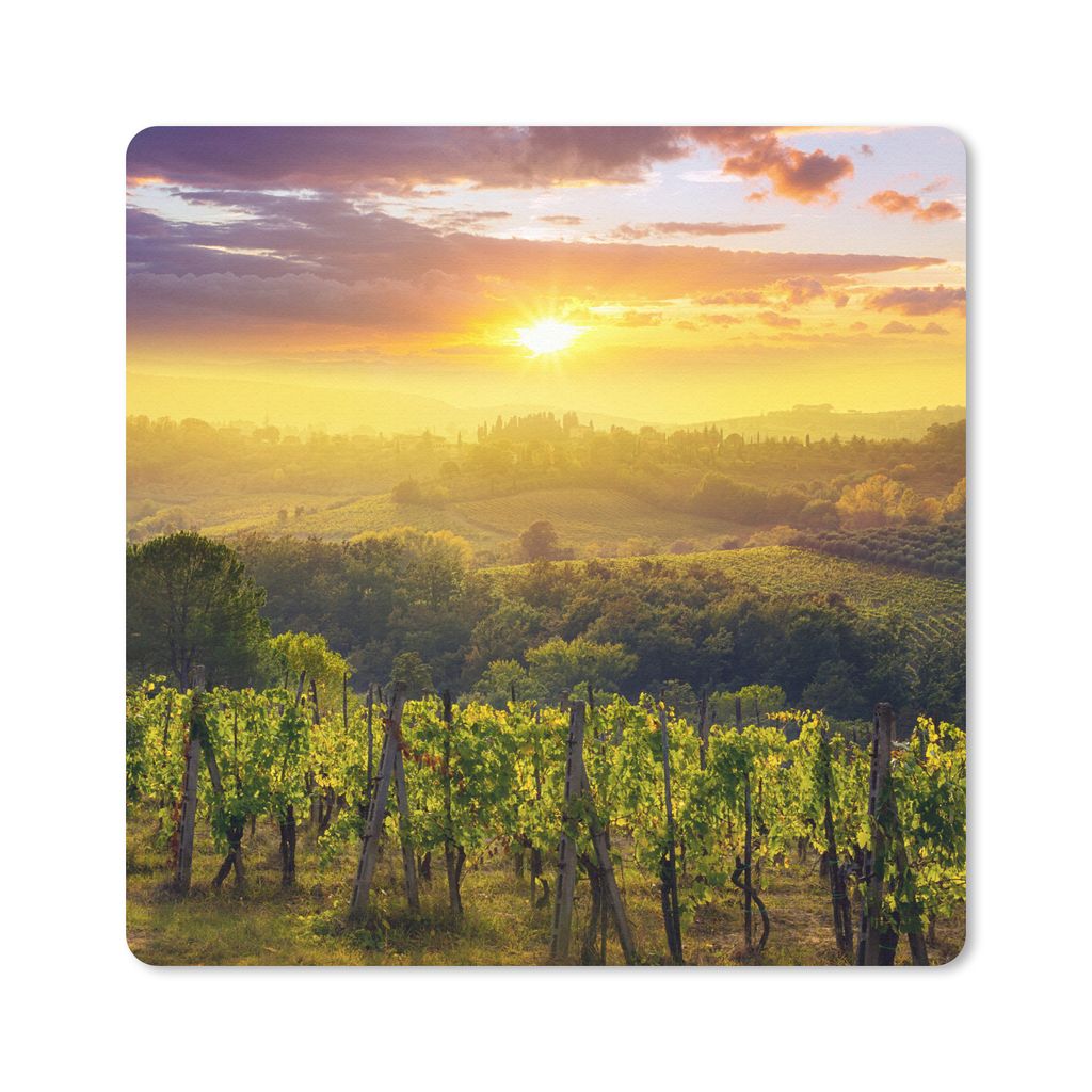 MuchoWow Mauspad Mousepad Toskana - Italien - Weinreben 20x20 cm - Mousepads - Maus Mat - Pad - Mausunterlage - Desk Mat - Bureauartikeln