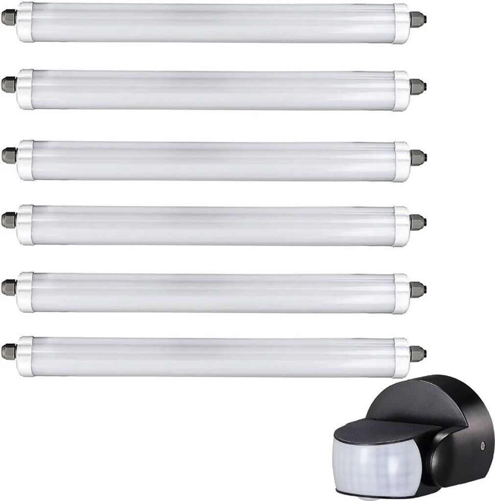 6x LED Wannenleuchten, 4320 Lumen, Sensor, Kaltweiß, L Produktbild 