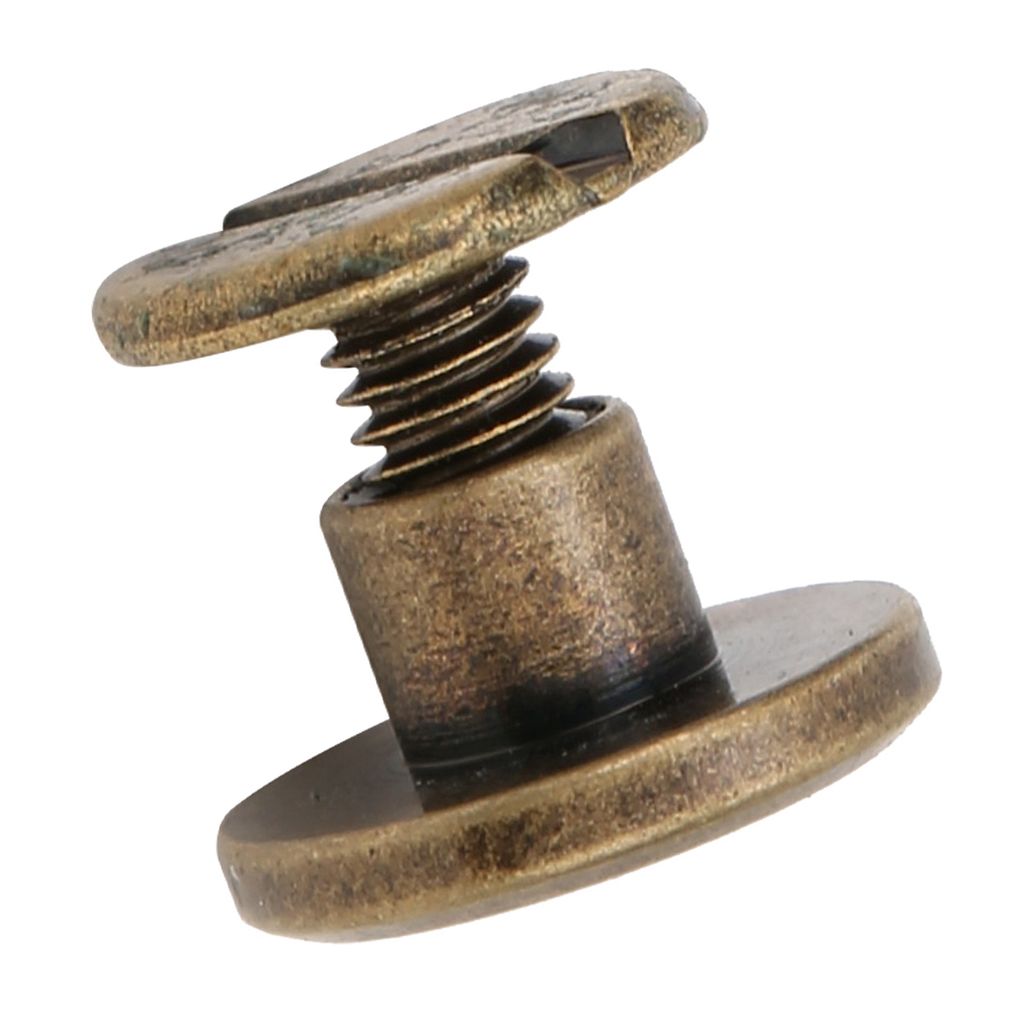 50 Sätze 6,5 mm Messing flachen Kopf Bolzen Schrauben Nagel Nieten DIY Leder Handwerk Fastener Screwback (Bronze)