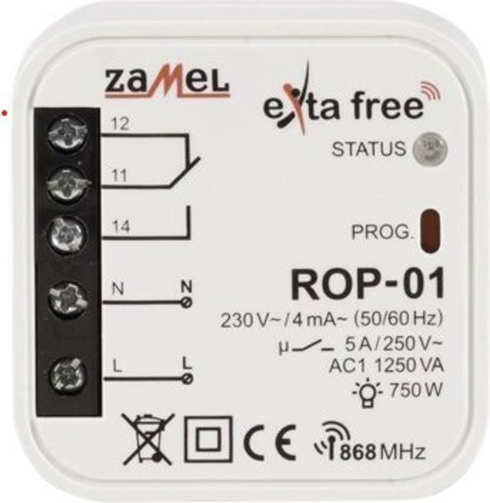 Odbiornik radiowy podtynkowy 1-kanałowy, ROP-01, exta free Zdjęcie produktu 