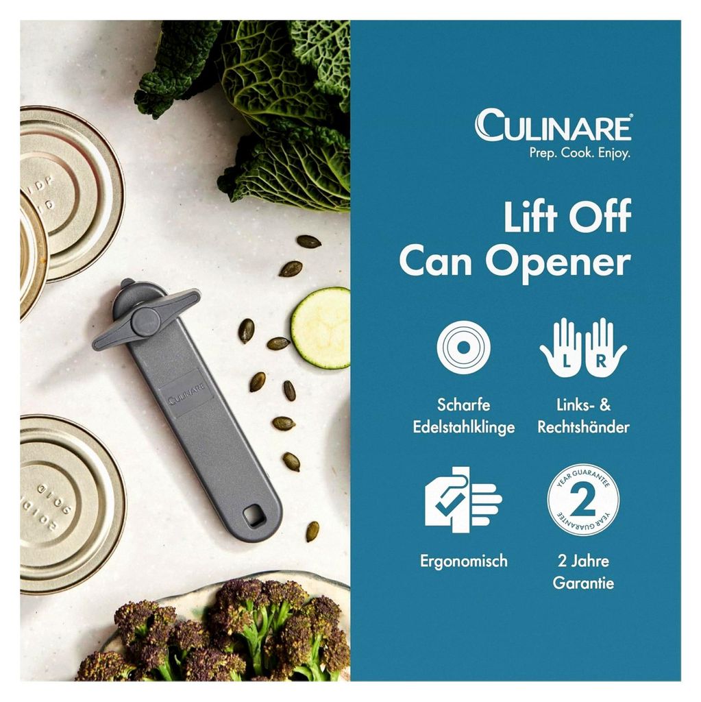 Manueller Dosenöffner, Grau, Kunststoff/Edelstahl, sicherer Deckelentferner