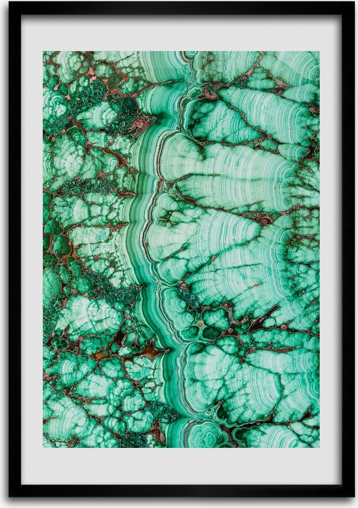 Bild - Bilderrahmen - 50 cm x 70 cm - MDF - Rahmen - Wandkunst Malachit-Textur