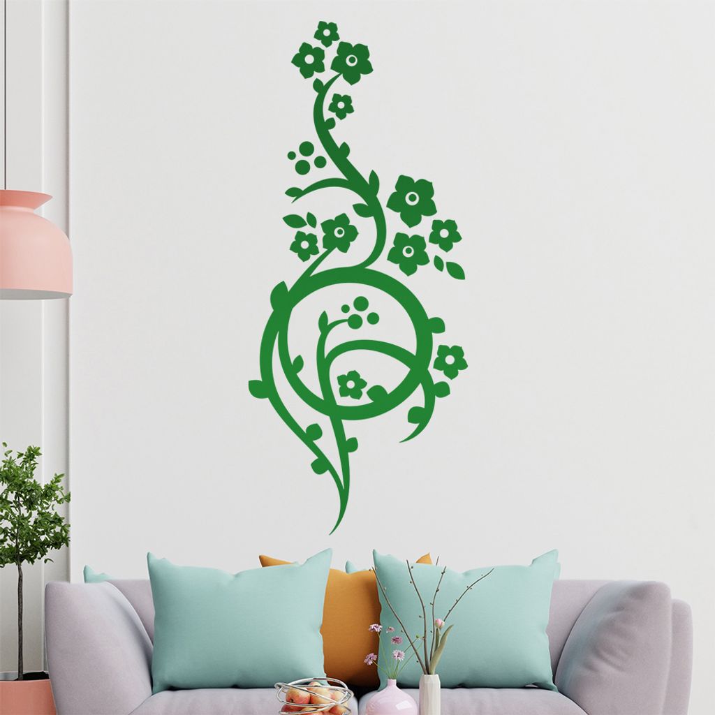 Schöne Blüten Ranke Wandtattoo in 6 Größen - Wandaufkleber Wall Sticker - Dekoration, Küche, Wohnzimmer, Schlafzimmer, Badezimmer