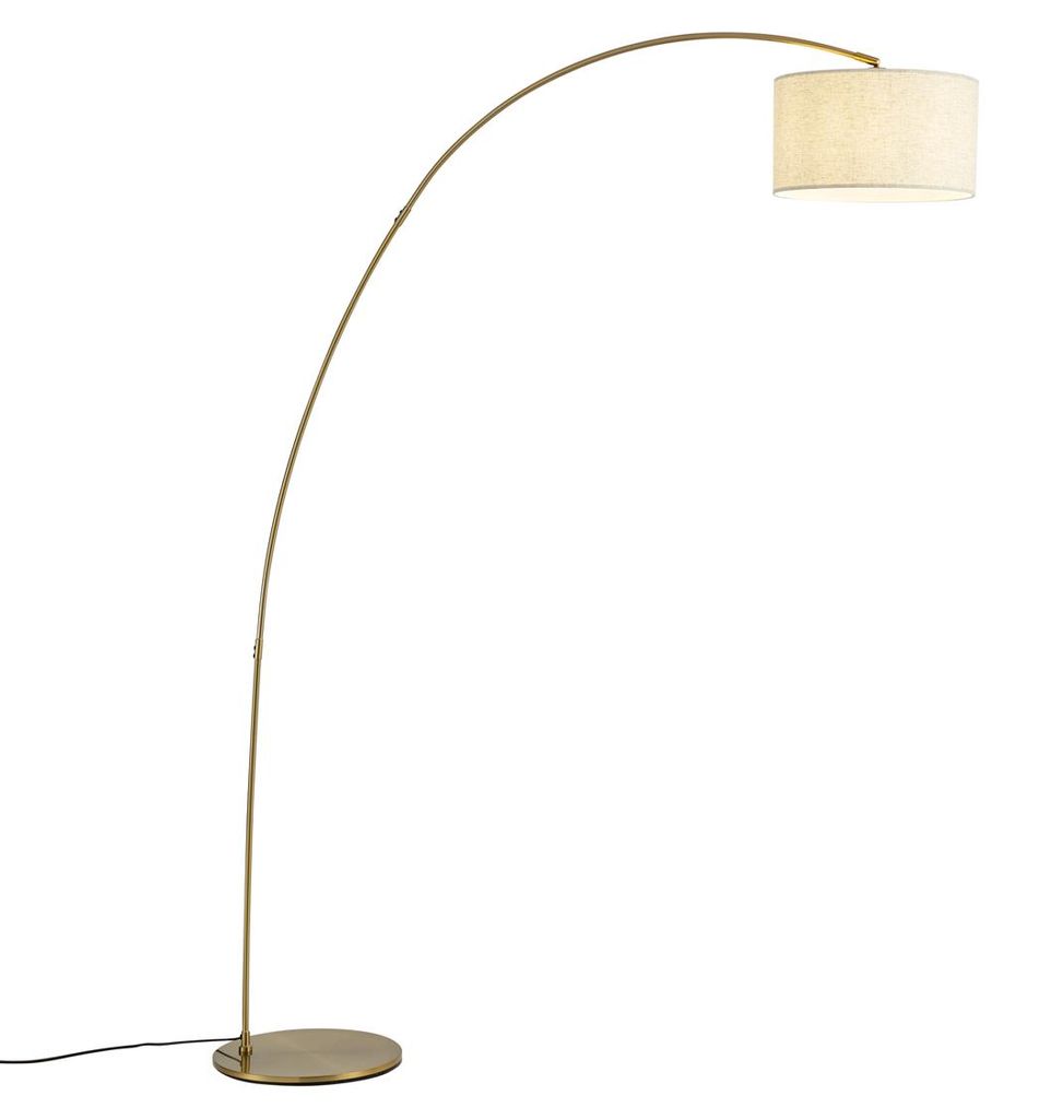 Lampada ad arco moderna in ottone con paralume beige Immagine del prodotto 