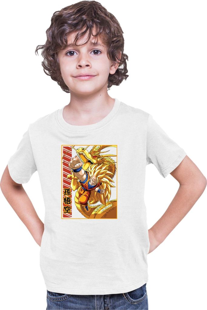 Kinder T-Shirt Dragon Anime Manga Ball Z Goku 38, 12-13 Jahr - 152 / Weiß