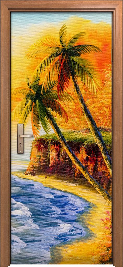 Türposter 80x200 cm Türaufkleber Türtapete Türfolie Klebefolie Meeresküste Haus Sonnenuntergang