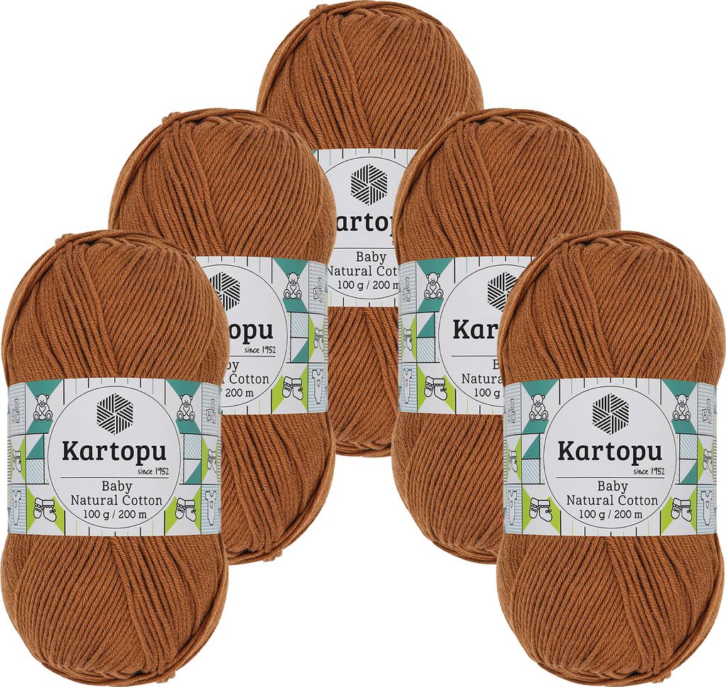 0,5kg Kartopu Baby Natural Baumwolle Häkelgarn Strickgarn Acryl-Baumwolle Farbwahl, Farbe:K1834 orangebraun
