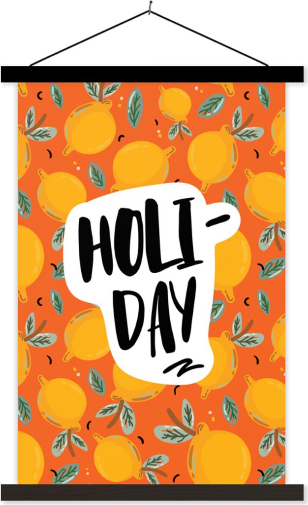 MuchoWow Textilposter Zitrone - Gelb - Sommer 60x90 cm mit schwarzem Rahmen - Poster Wohnzimmer