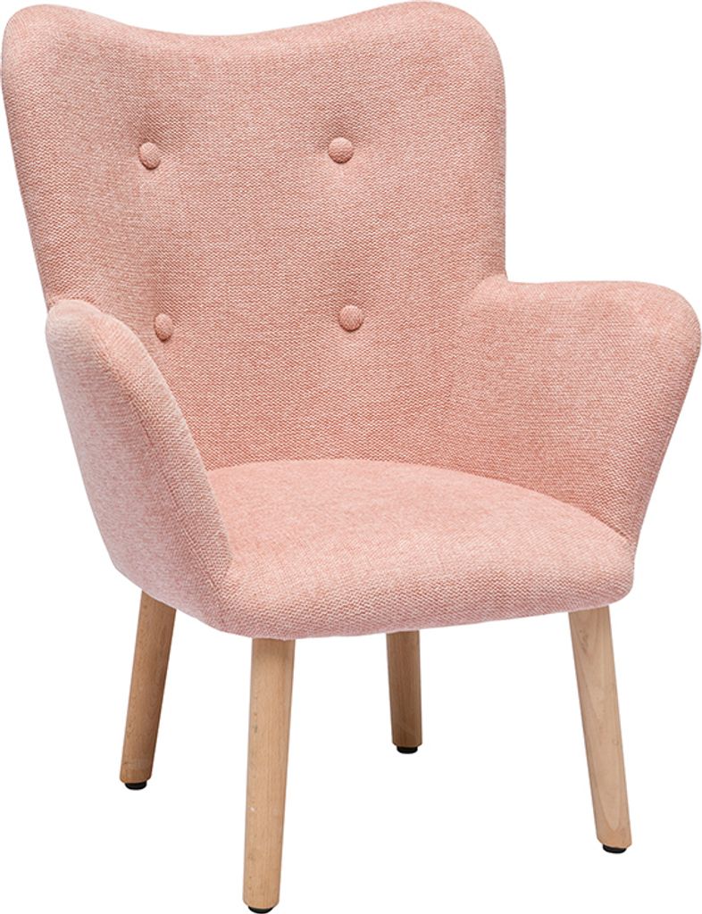 Miliboo - Skandinavischer Kinderstuhl aus rosa Stoff mit Texturoberfläche und hellem Holz BABY BRISTOL