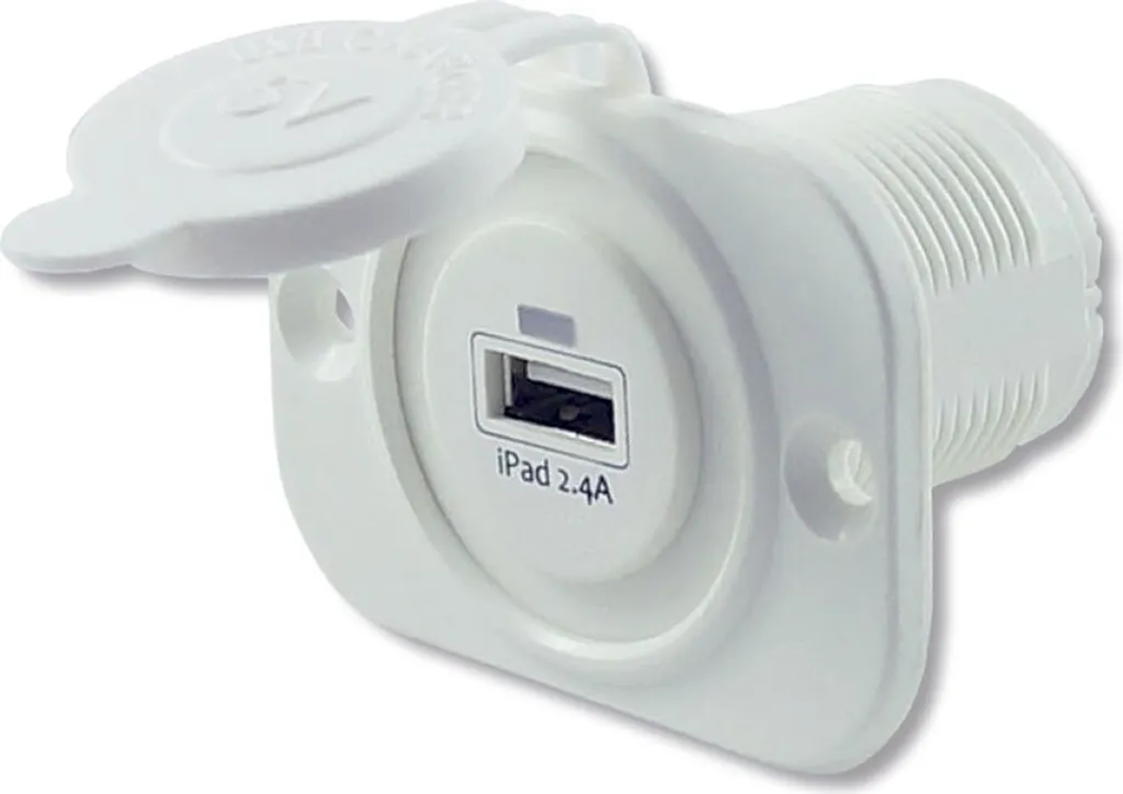 Presa USB Talamex 2.4A con Cornice Bianca - Installazione a Incasso