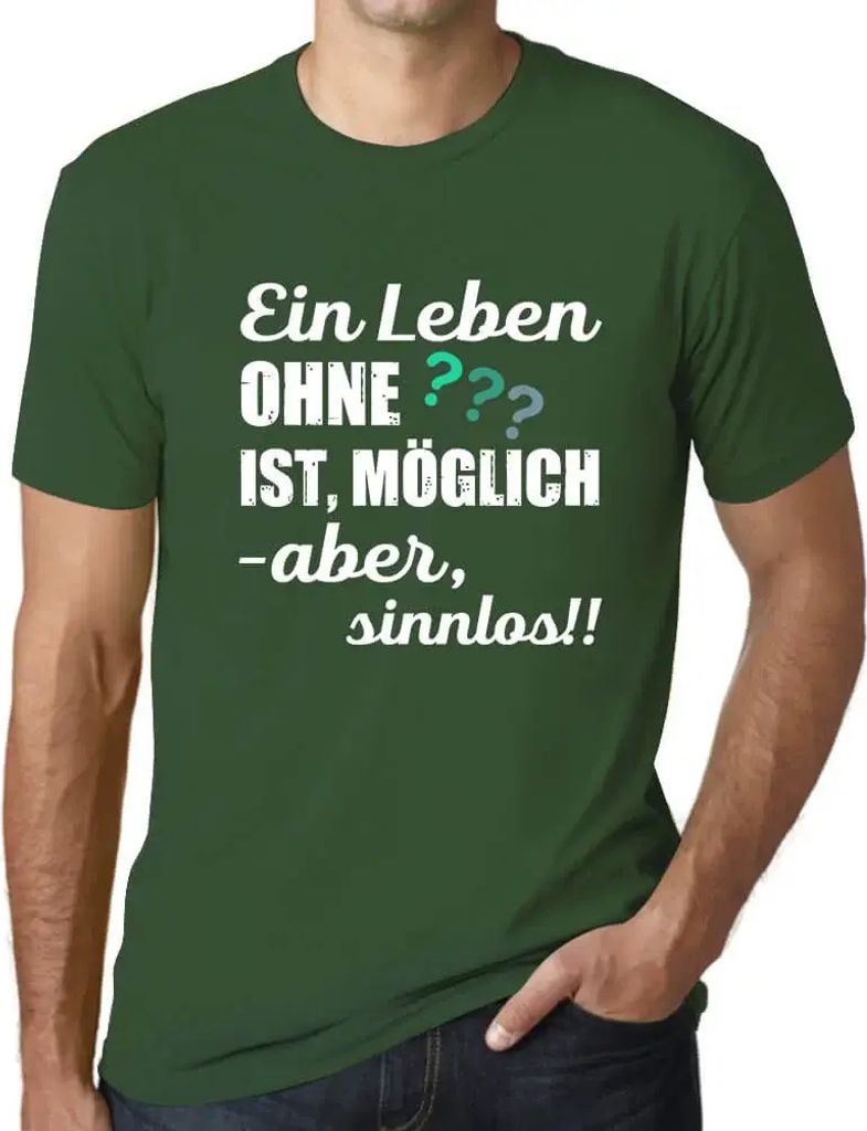 Herren Grafik T-Shirt Ein Leben Ohne Ist Möglich Aber Sinnlos Öko-Verantwortlich Vintage Jahrgang Kurzarm Lustige Druck Geburtstag Geschenk Mann